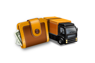 peněženka s nákladním vozem